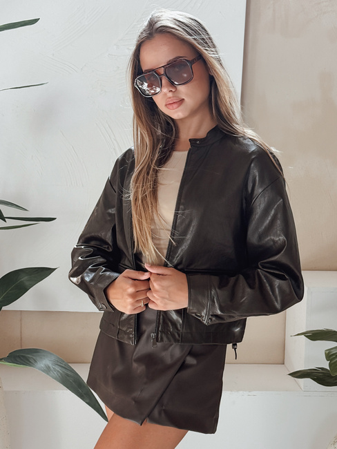 Ženska usnjena jakna ramones rjava Dstreet TY5220