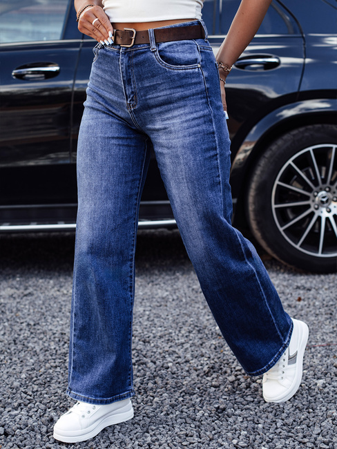 Ženske hlače RETROFIT baggy jeans s pasom v modri barvi Dstreet UY2233