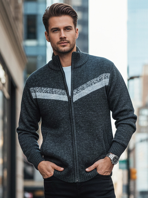 Moški pulover brez gumbov temno sive barve Dstreet WX2260z