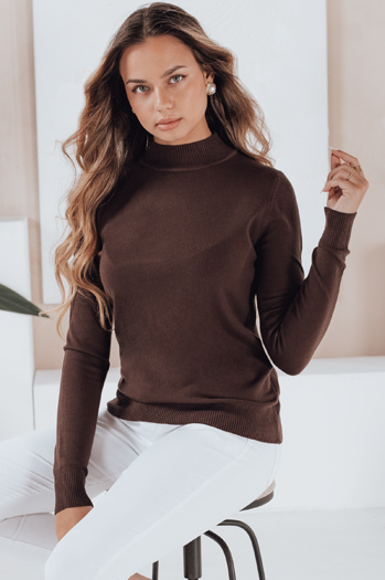 Ženski pulover s polovičnim rolojem TARLENA brown Dstreet MY2481