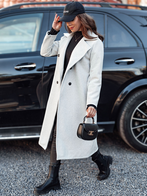 Ženski prevelik plašč CASHMELY z dolgo kravato sive barve Dstreet NY0713