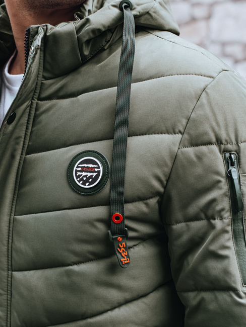 Moška prešita zimska jakna s kapuco zelena Dstreet TX5058