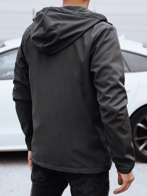 Moška prehodna softshell jakna s kapuco temno siva Dstreet TX4817