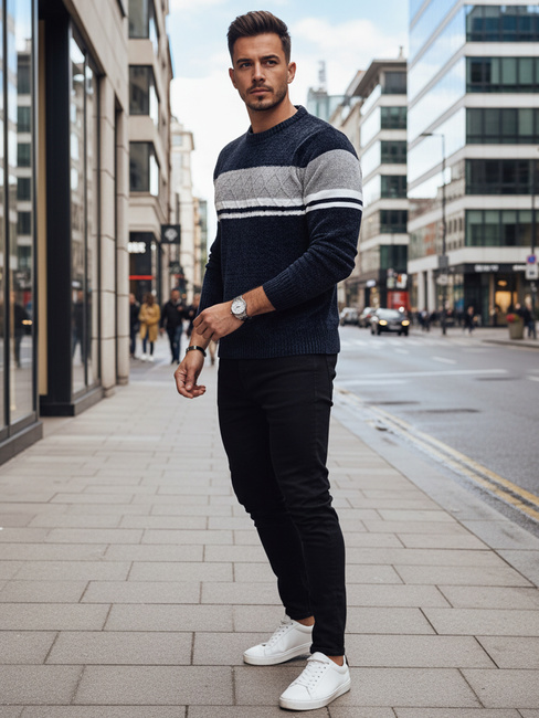 Moški pulover v mornarsko modri barvi Dstreet WX2244z