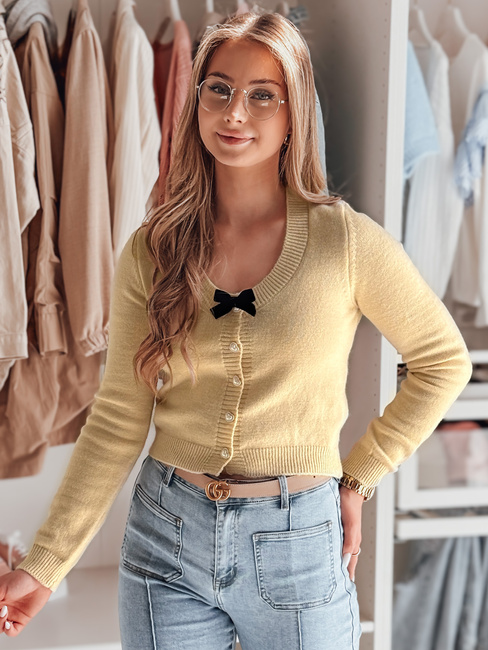 Ženski kratek pulover z lokom LAMURE beige Dstreet MY2473