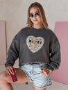Ženska bluza prevelike velikosti s srcem SERDUCHOVA graphite Dstreet BY1441
