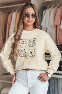 Ženska bluza prevelike velikosti z medvedki MISOBEARS ecru Dstreet BY1435