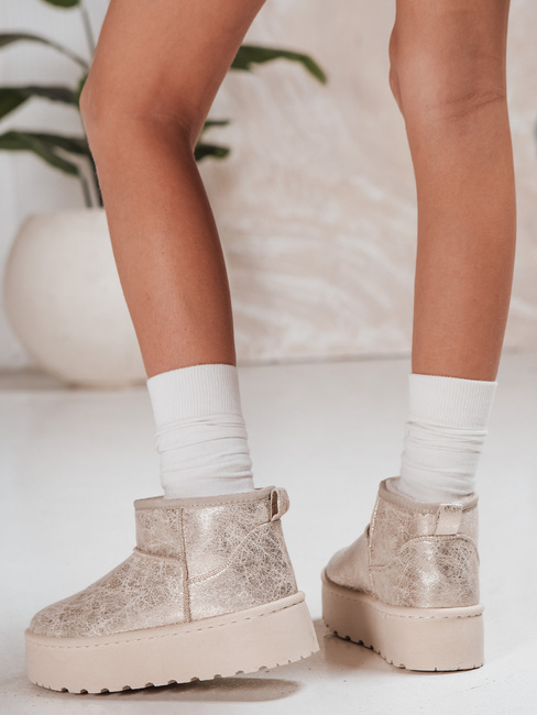 Ženski semiš snežni škornji beige Dstreet ZY1293