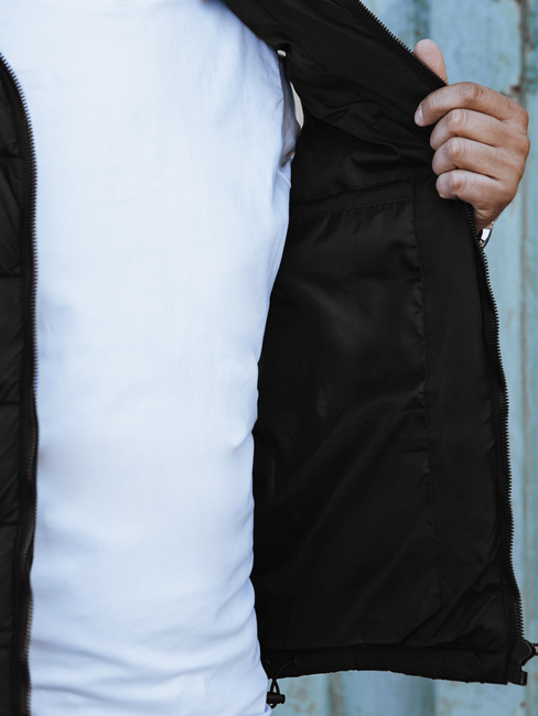 Moški prešiti telovnik s kapuco črne barve Dstreet TX4750