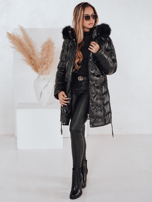 Ženska zimska jakna CASSERIE prešita s kapuco črna Dstreet TY4924