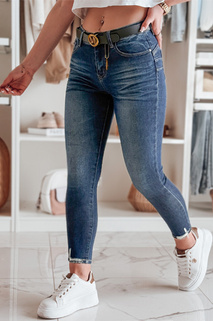 Ženske oprijete jeans hlače s pasom SKINNYJUP blue Dstreet UY2223