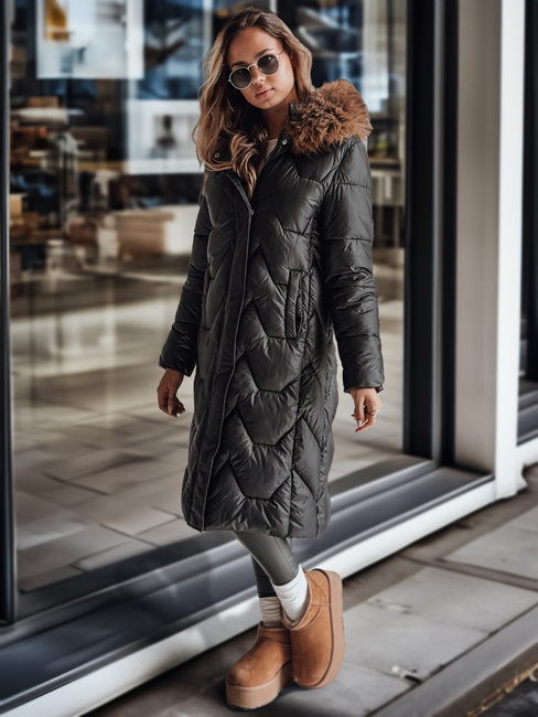 Ženska prešita dolga jakna WINTERACT black Dstreet TY4778