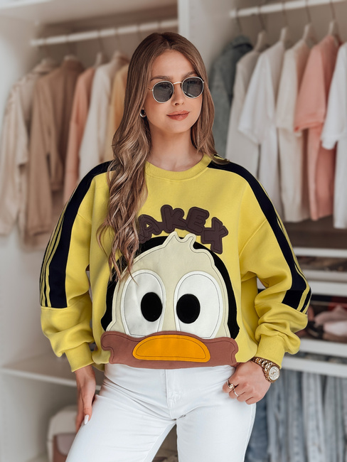 Ženska prevelika majica z našitki CUTE MAKEX rumena Dstreet BY1489
