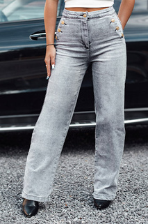 Ženske kavbojke ZIPELLA z visokim pasom baggy jeans sive barve Dstreet UY2207