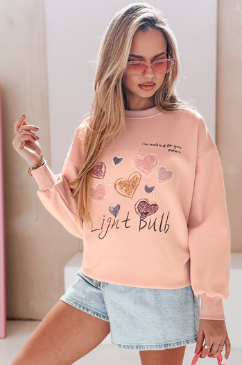 Ženska prevelika majica s srčki PINKNOTE roza Dstreet BY1500