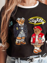 Ženska majica prevelike velikosti z vezenino CLASSY TEDDY črna Dstreet RY2843