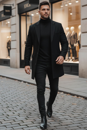 Moški dolgi plašč Barva Črna DSTREET CX0380