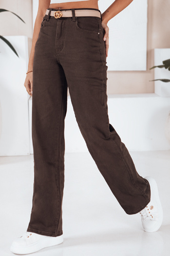 Ženske široke kavbojke rjave barve Dstreet UY2762