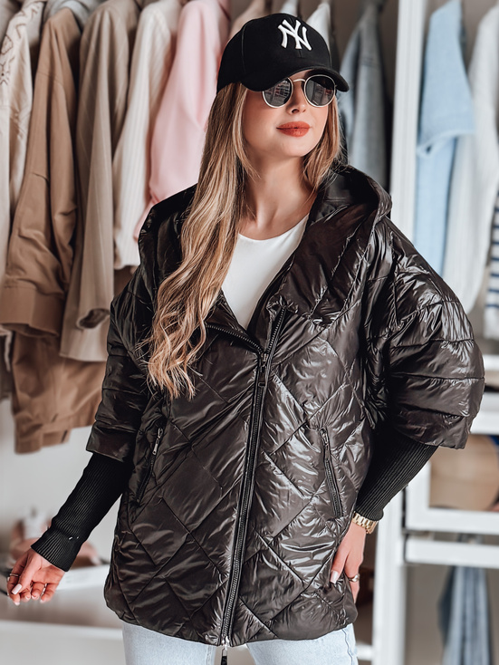 Ženska prehodna prešita jakna oversize PUFFILOF black Dstreet TY4855