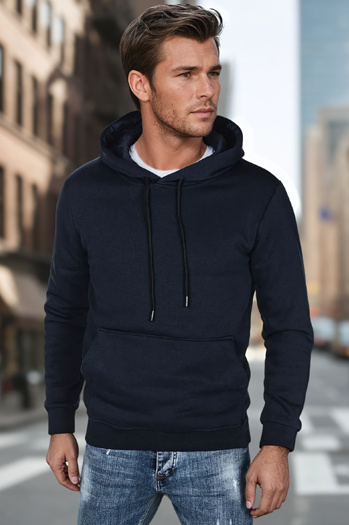 Moška osnovna majica s kapuco mornarsko modra Dstreet BX5884