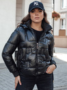 Ženske kratke prešite jakne FASHWARM s kapuco črne barve Dstreet TY4640