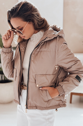 Ženska prešita jakna s kapuco ARON camel Dstreet TY4398