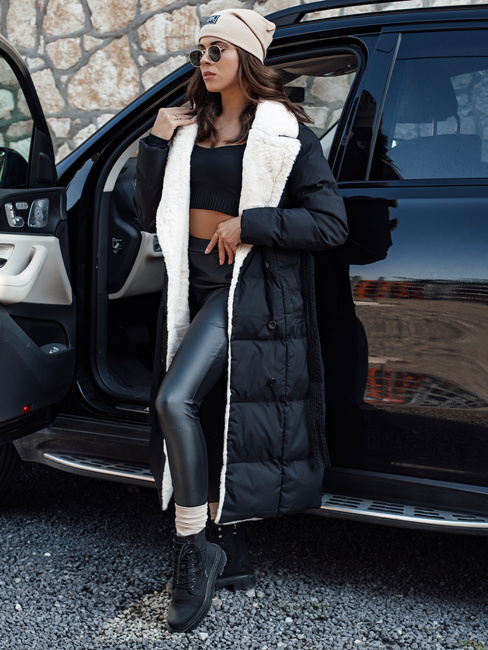 Ženska zimska bunda BALLMODA dolga s krznom črna Dstreet TY4586