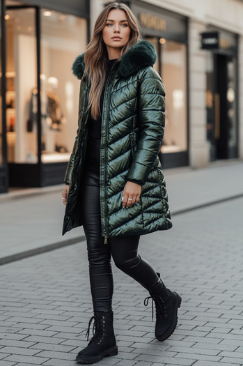 Ženska prešita zimska bunda BELLATRIX zelena Dstreet TY4591z