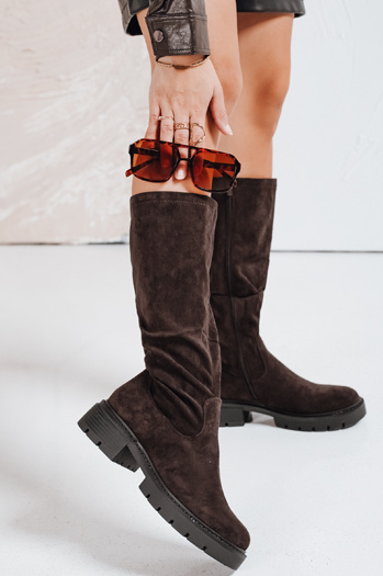 Ženski semiš rjavi škornji Dstreet ZY1176