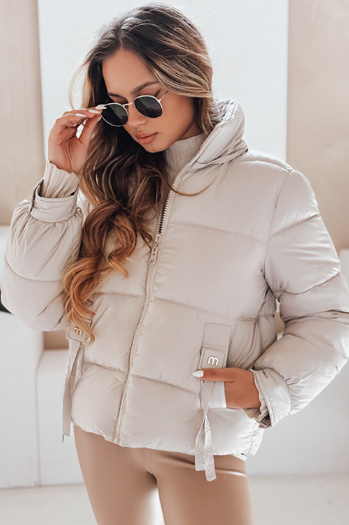 Ženska prešita jakna s kapuco bež barve Dstreet TY5066