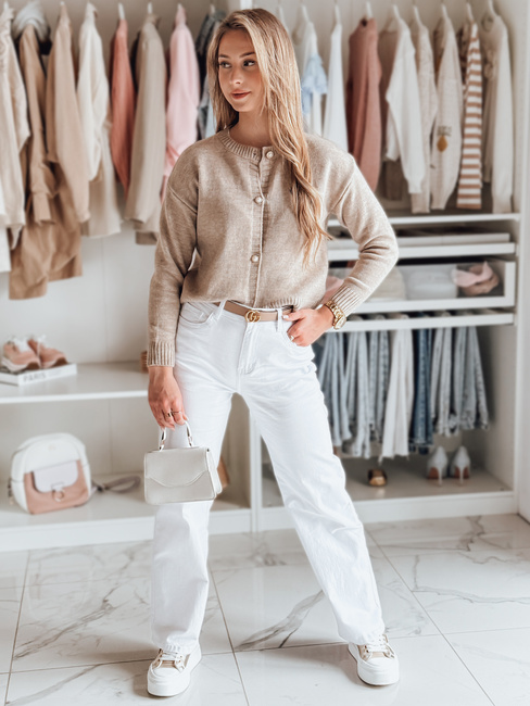 Ženski pulover ene velikosti z vezenino AMELIE beige Dstreet MY2469