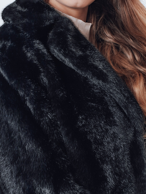 Ženski krznen plašč GLAMFLUFFY kratek črn Dstreet TY4985