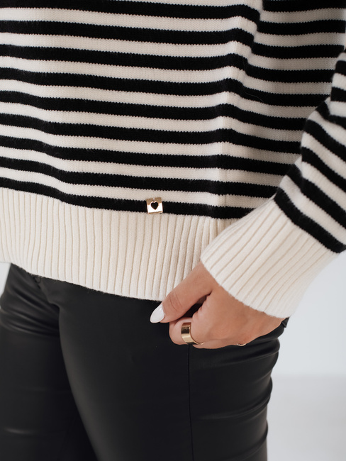 Ženski črtasti pulover ELVARA beige Dstreet MY2523