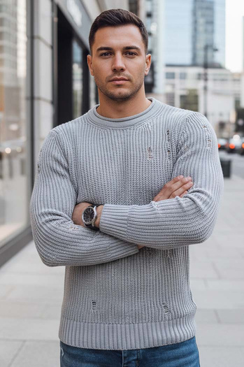 Moški klasičen pulover Barva Svetlosiva DSTREET WX1989