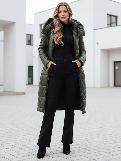 Ženska prehodna jakna ORVITA prešita s kapuco zelena Dstreet TY5025