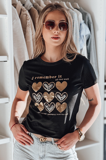 Ženska majica s srcem LOVETIK črna Dstreet RY2734