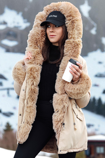 Ženska zimska jakna parka s krznom CHARMFUR beige Dstreet TY4770