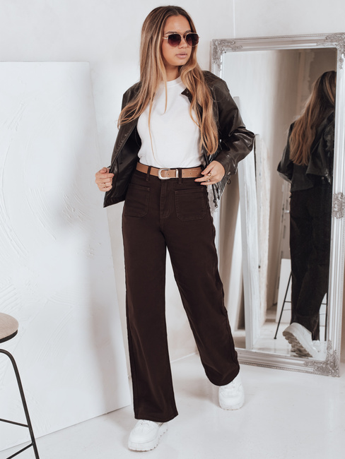 Kavbojke s širokimi nogavicami rjave barve Dstreet UY2842