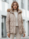 Ženska zimska jakna LUMORE prešita s kapuco beige Dstreet TY5011