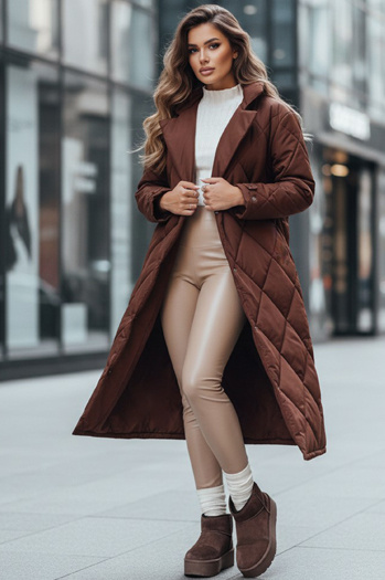 Ženska prešita rjava jakna WARMISSA Dstreet TY4917z