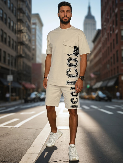 Moški kaki komplet s potiskom Dstreet AX0801