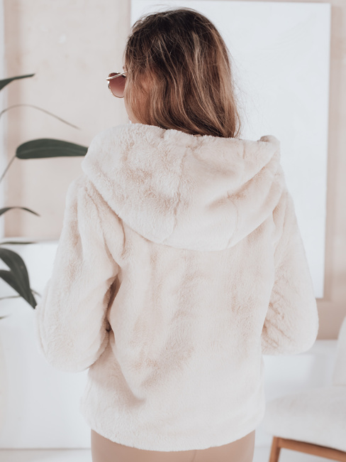 Ženski kratki plašč ELMIRIS beige krznen plašč Dstreet TY4994