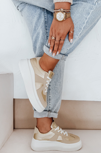 Ženske superge na platformi MODNIKKI gold Dstreet ZY1004