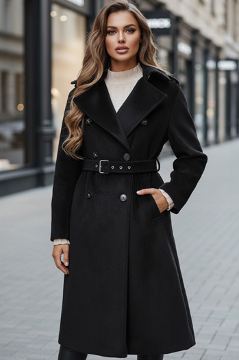 Ženski zimski plašč classic trench black Dstreet NY0762z