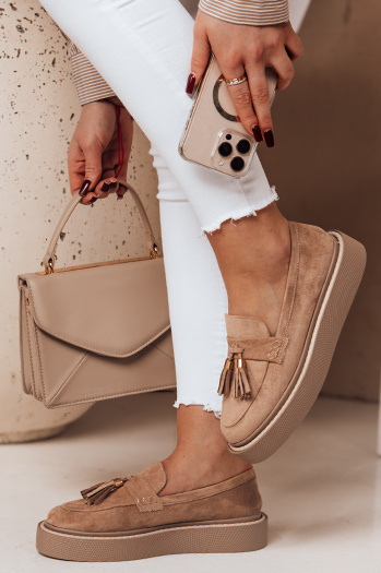 Ženski mokasini na platformi TASSME beige Dstreet ZY0695