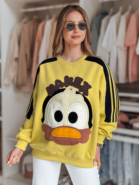 Ženska prevelika majica z našitki CUTE MAKEX rumena Dstreet BY1489