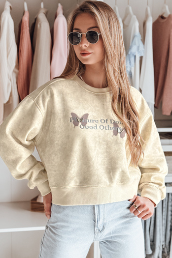 Ženska prevelika majica s kravato v metuljčku SPARKI ecru Dstreet BY1404