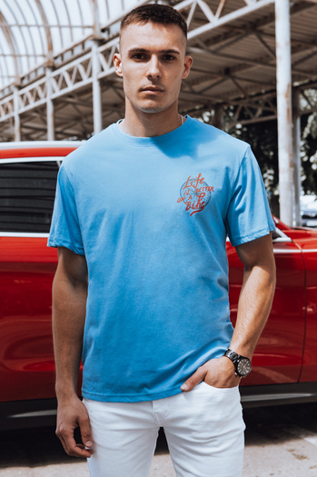 Moška potiskana svetlo modra majica Dstreet RX5492