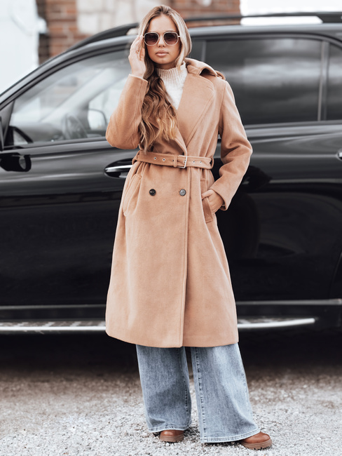 Ženski zimski plašč classic trench camel Dstreet NY0763