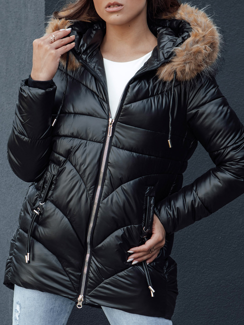 Ženska zimska jakna s kapuco WINTERCHIC črna Dstreet TY4455